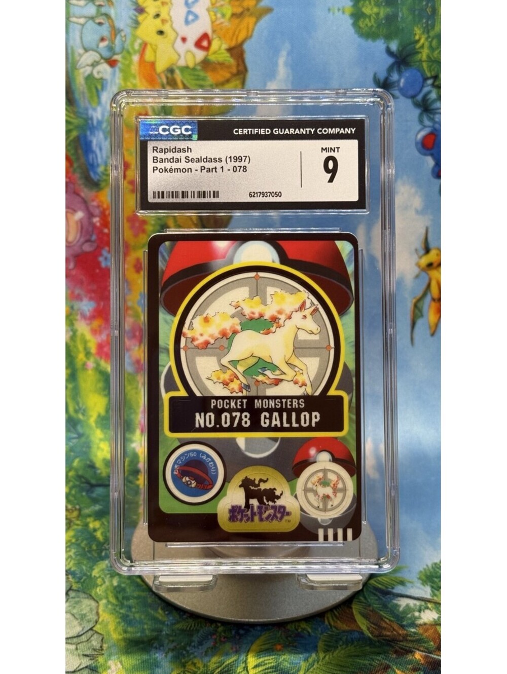 Rapidash Pokémon Bandai Sealdass No. 078 1997 Japanese POP8! CGC 9
